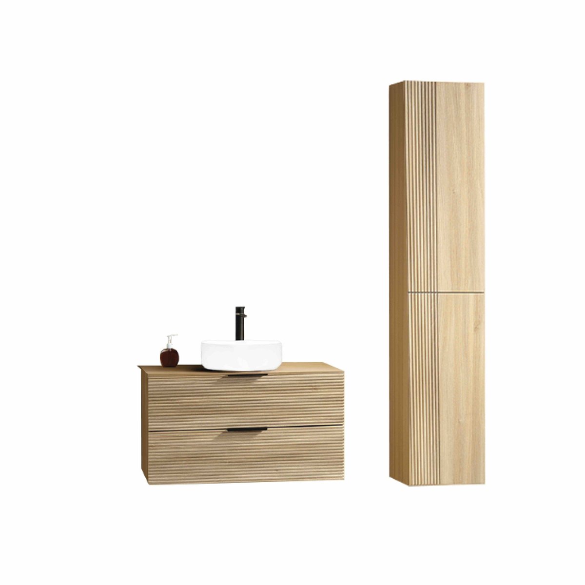 Ensemble salle de bain 100 cm chêne clair Aqualinea