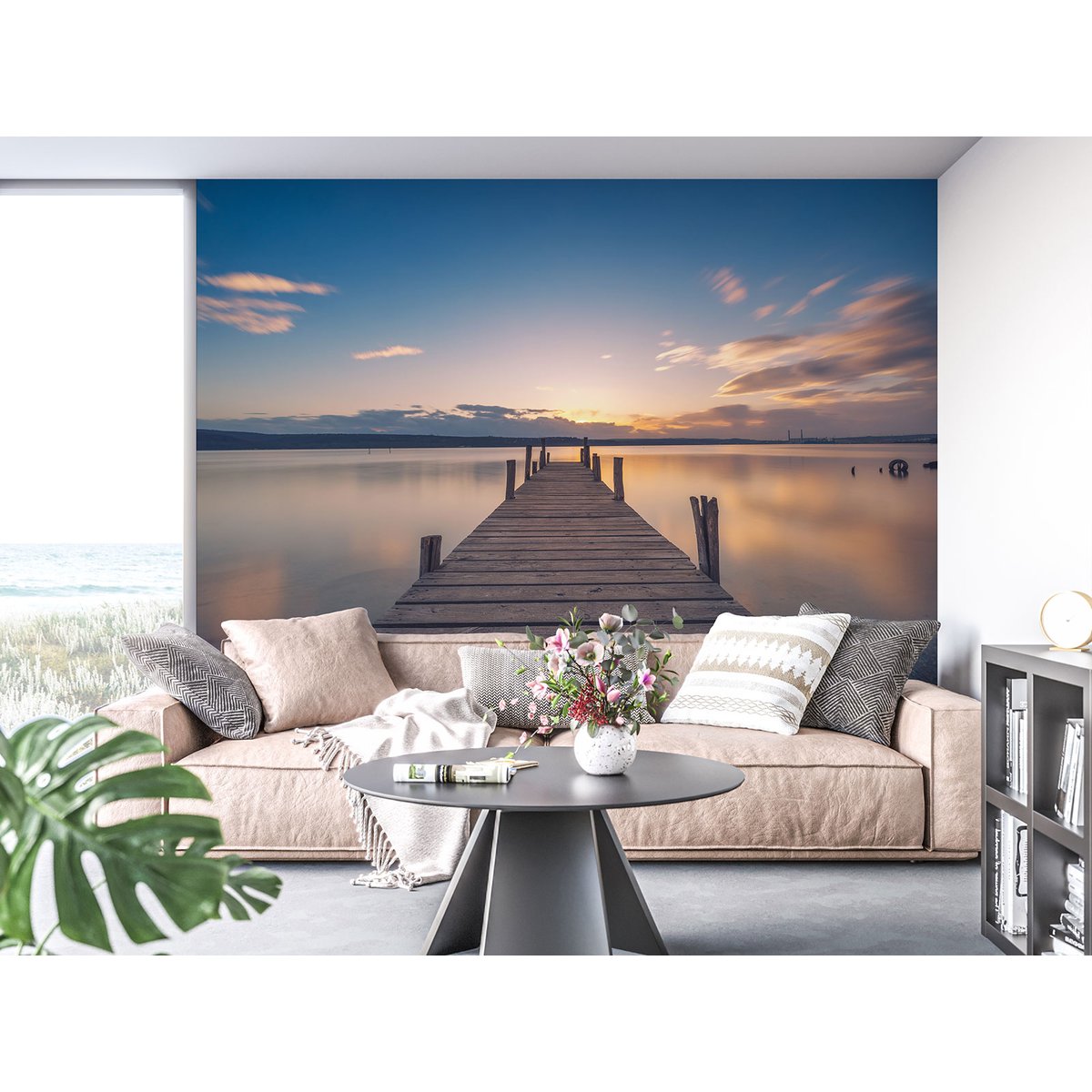 Papier peint panoramique - Ponton Couché de soleil