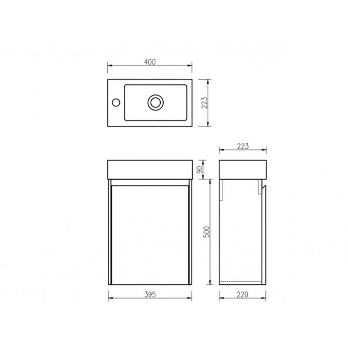 Lave main 40 cm chêne brun vieilli Aquastretto