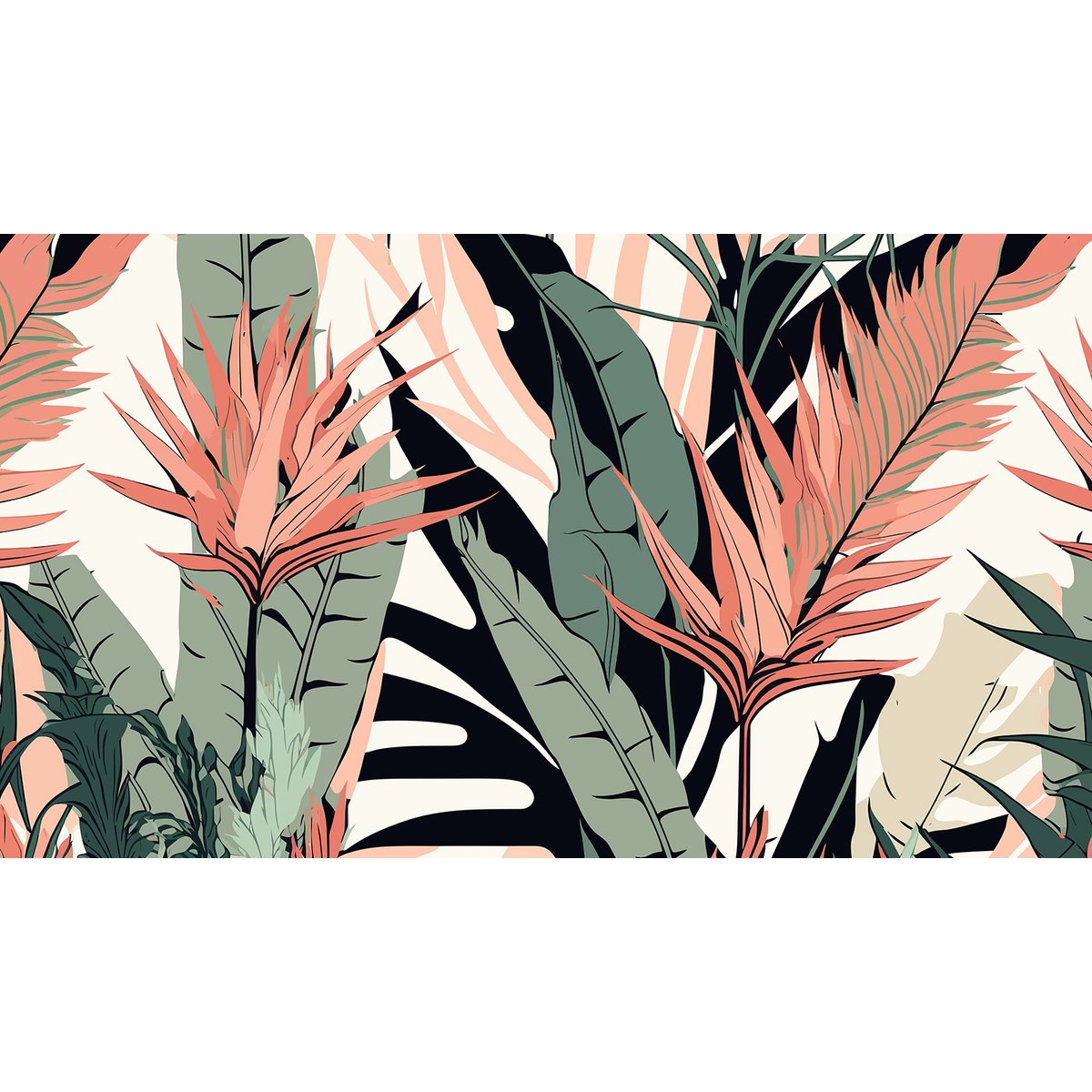 Papier peint panoramique - Feuilles Tropicales