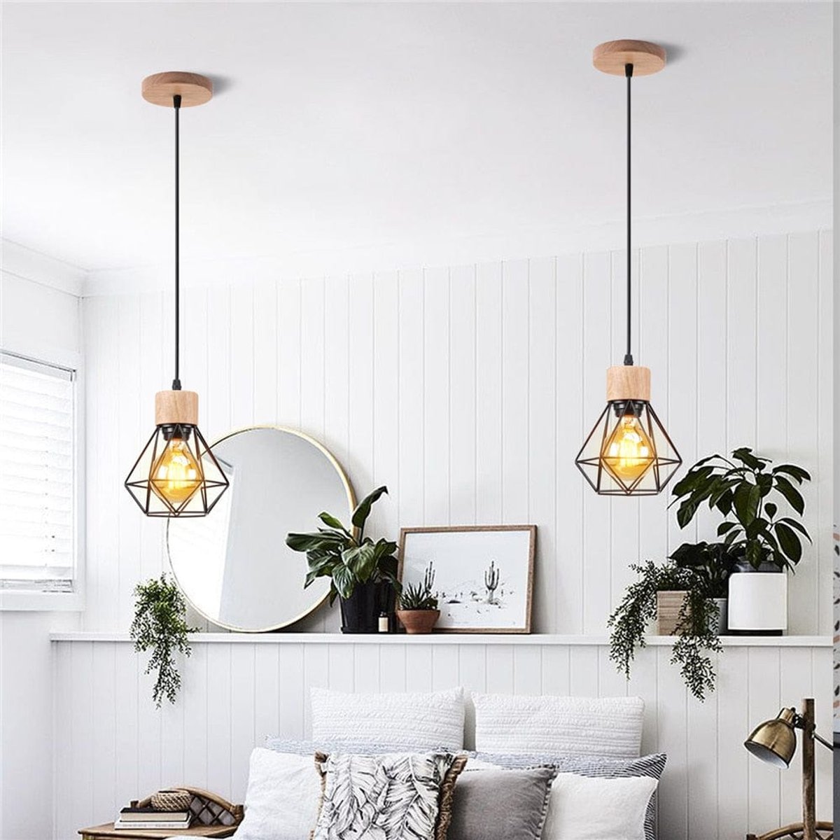 Suspension Industrielle Bois