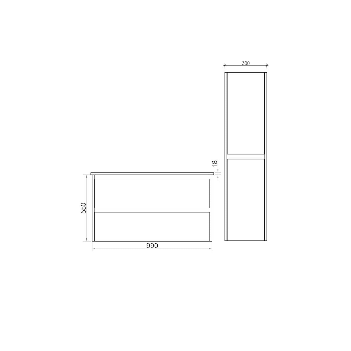 Ensemble salle de bain 100 cm gris laqué Aquadoli