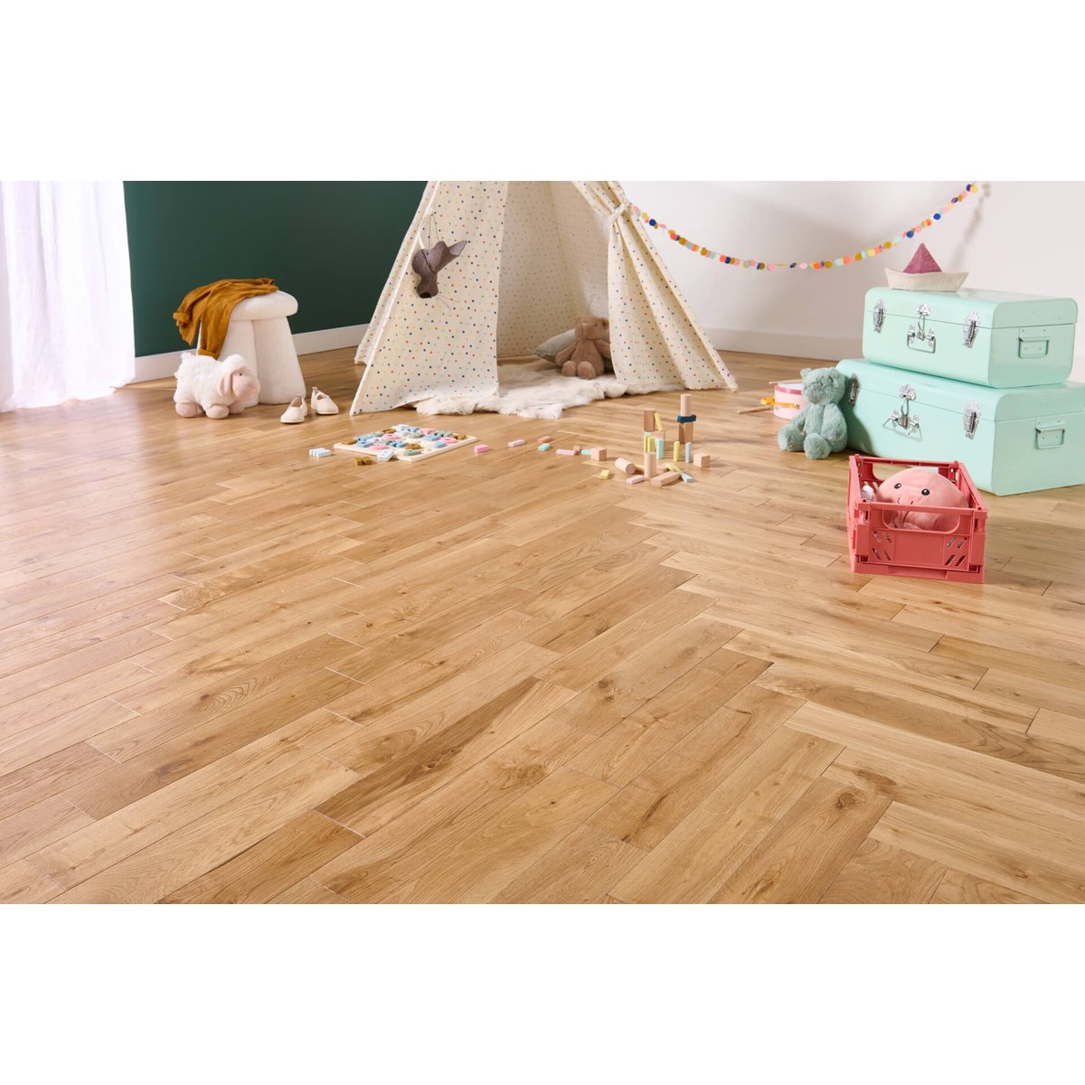 Parquet massif bâton rompu chêne - Larg. 9 cm