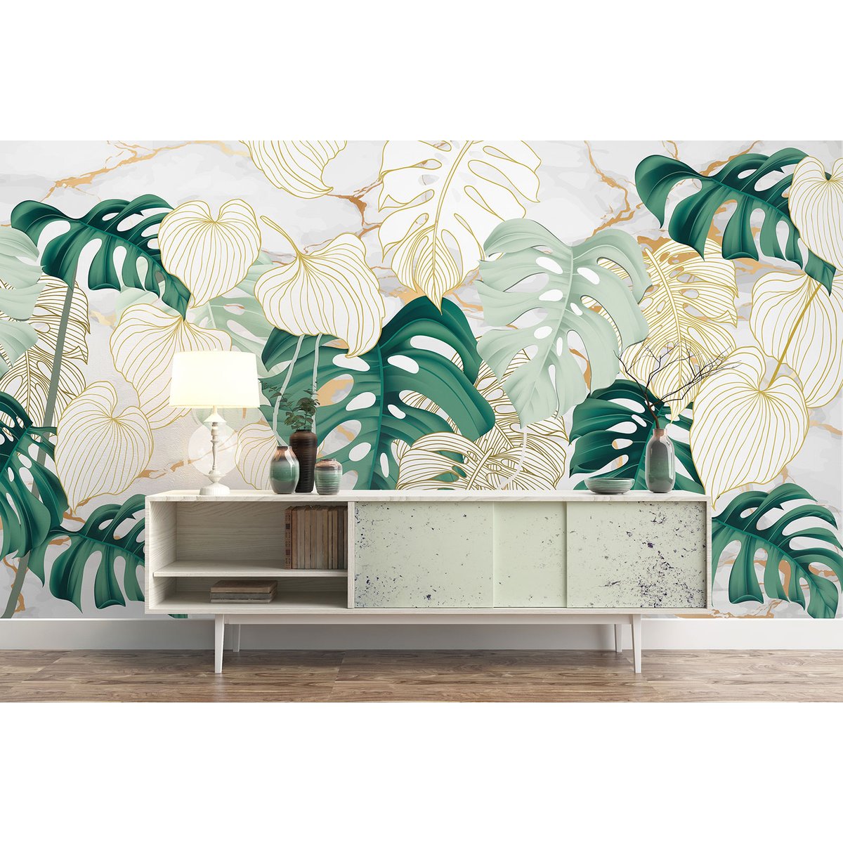 Papier peint panoramique - Feuilles tropicales