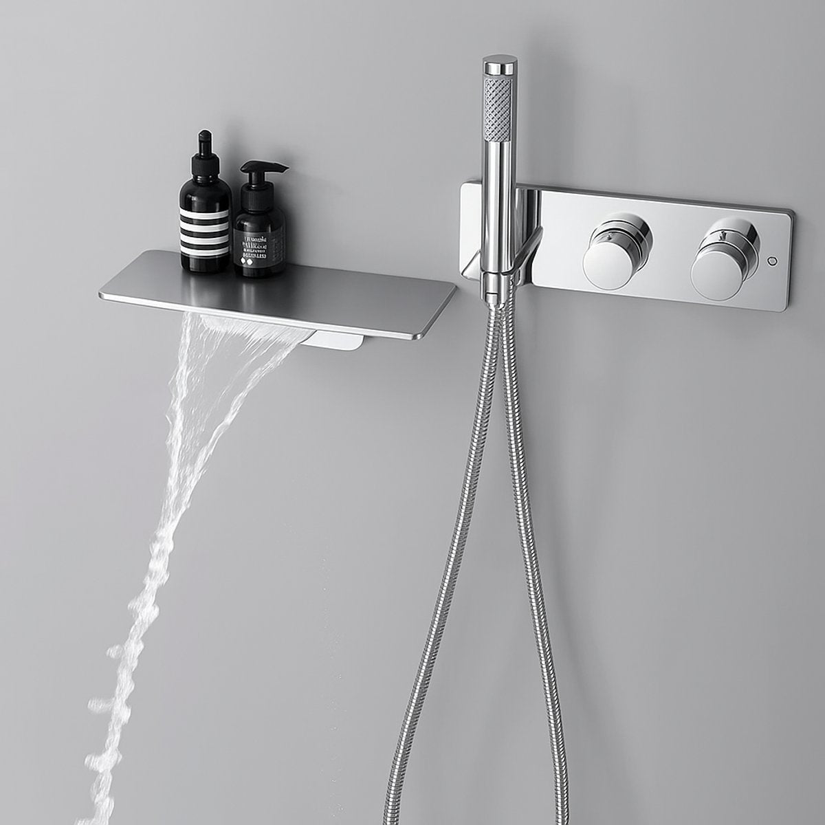 Colonne de douche et bain encastrée chrome