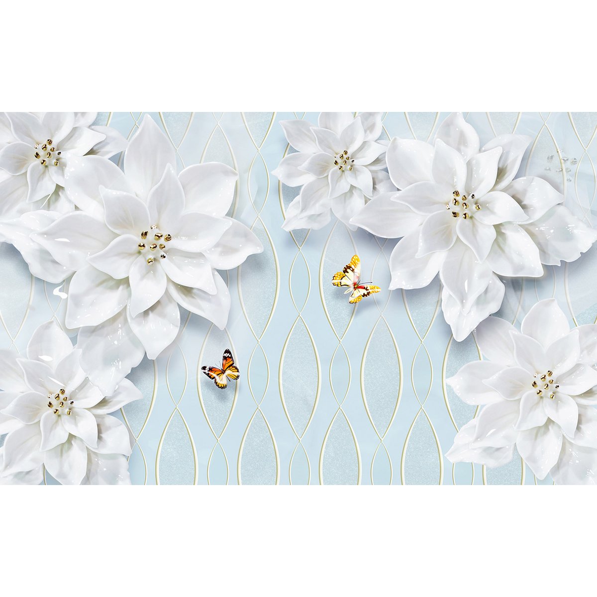 Papier peint panoramique - Fleurs 3D