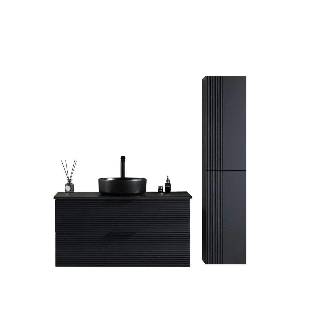 Ensemble salle de bain 100 cm noir Aqualinea