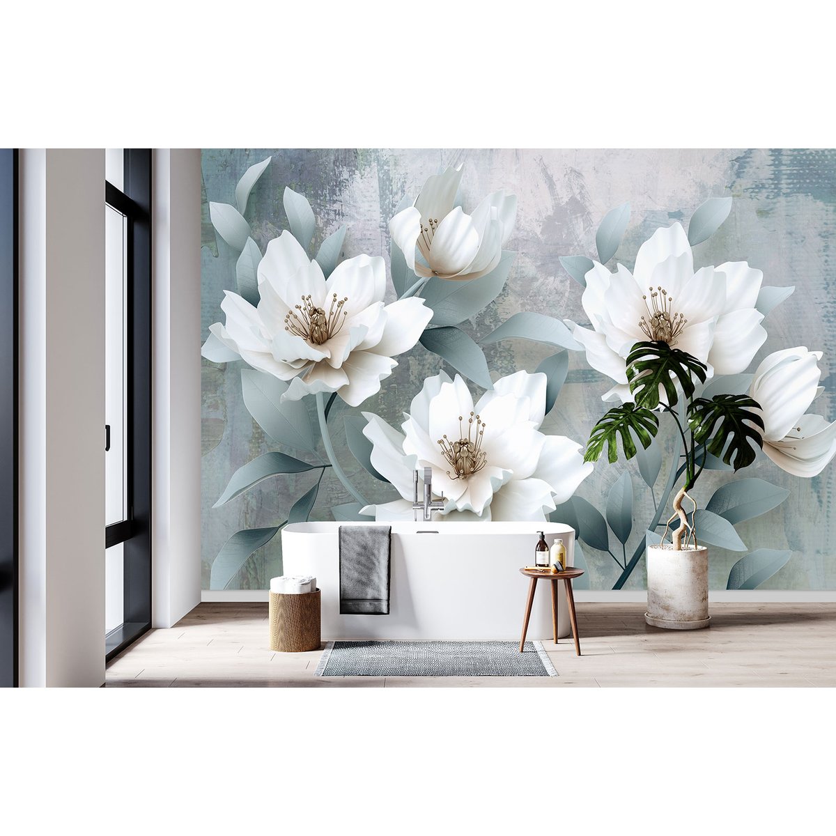 Papier peint panoramique - Fleurs Effet 3D