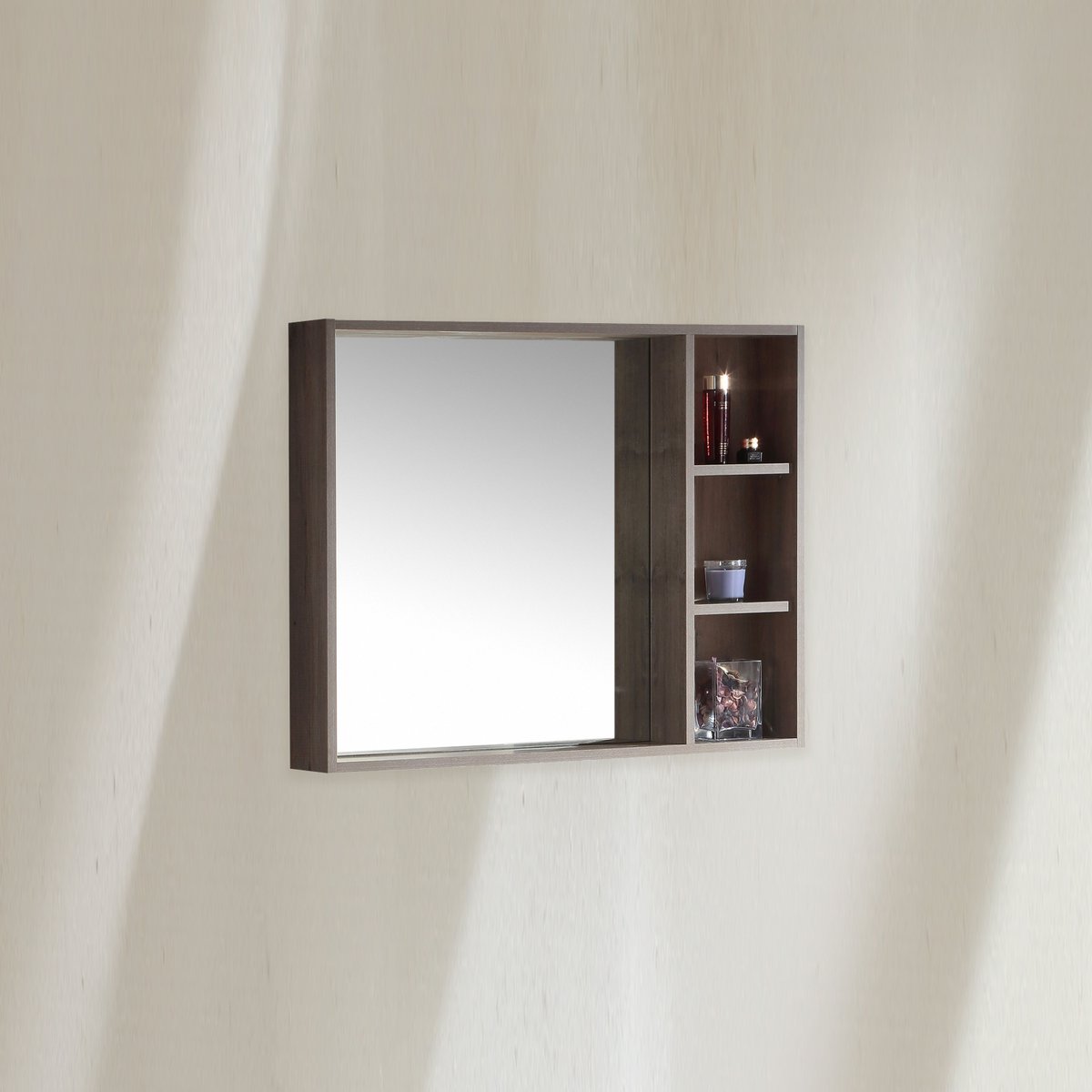 Armoire de salle de bain avec miroir chêne brun Aquanoma