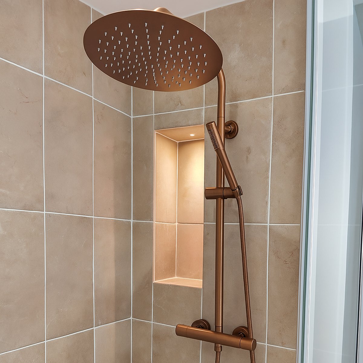 Colonne de douche or rose brossé