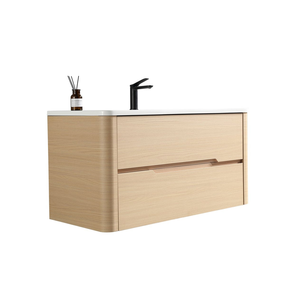 Meuble de salle de bain avec vasque 100 cm effet chêne naturel Aquabale