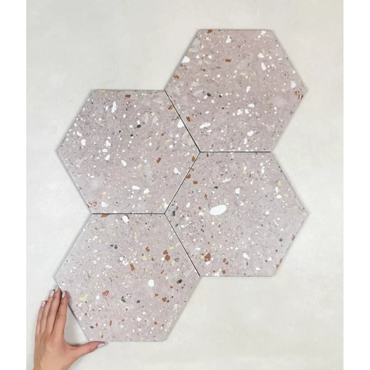 Carrelage Effet Terrazzo Hexagonal AROUSA 25,8x29 Rosa