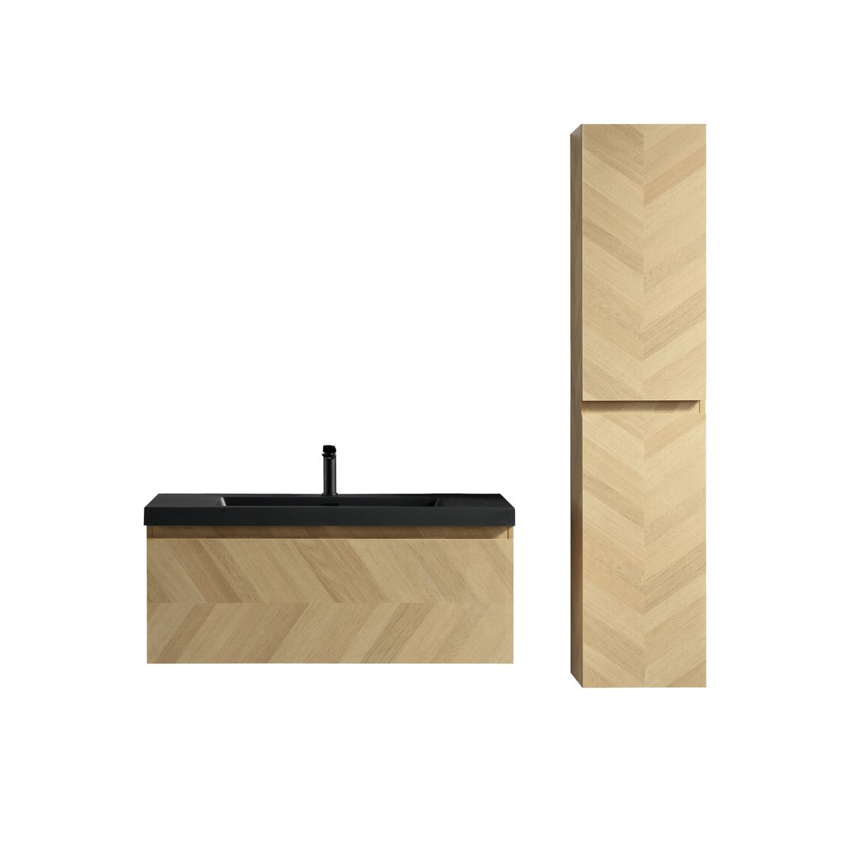 Ensemble salle de bain 100 cm chevron aspect chêne Aquapunto