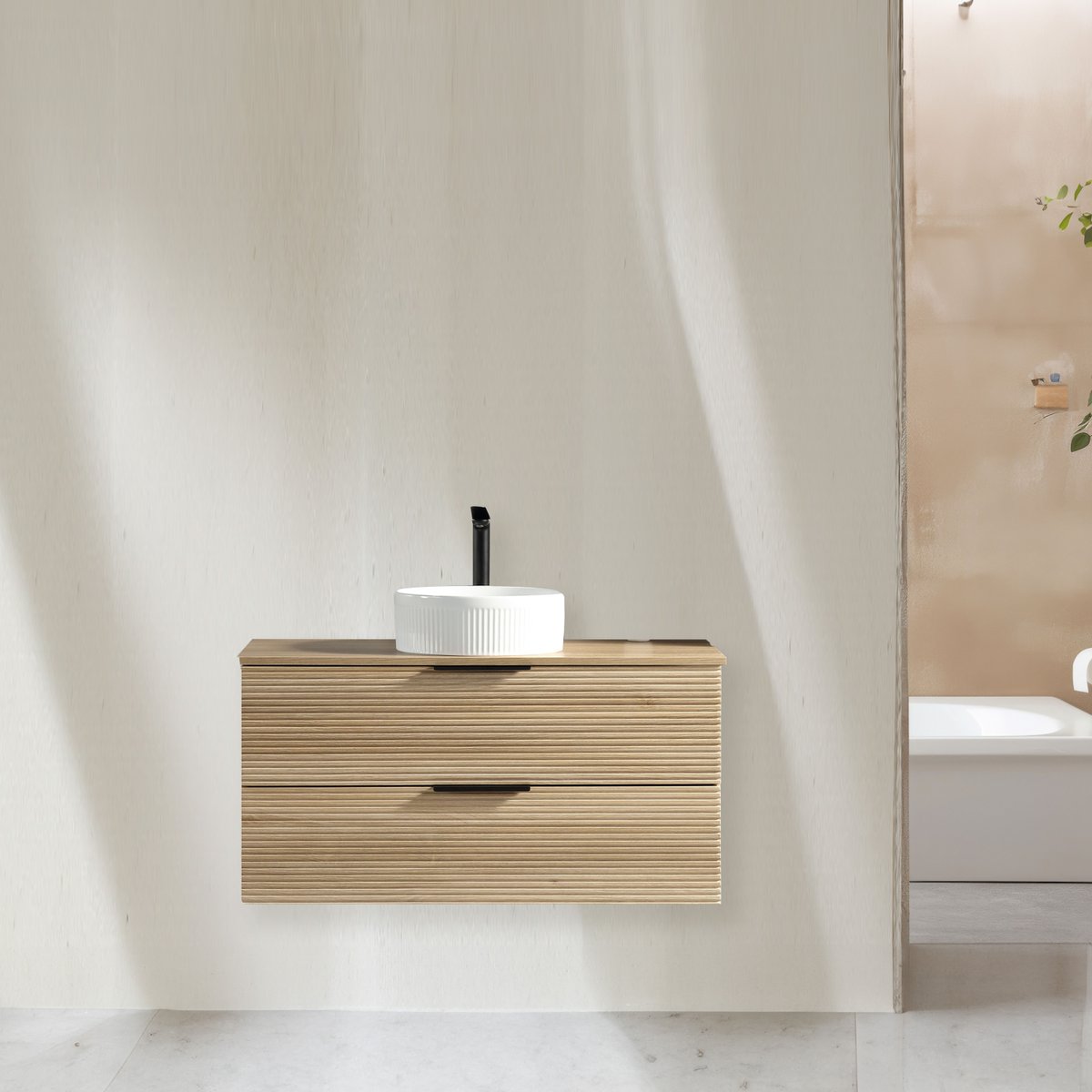Meuble 100 cm chêne clair Aqualinea