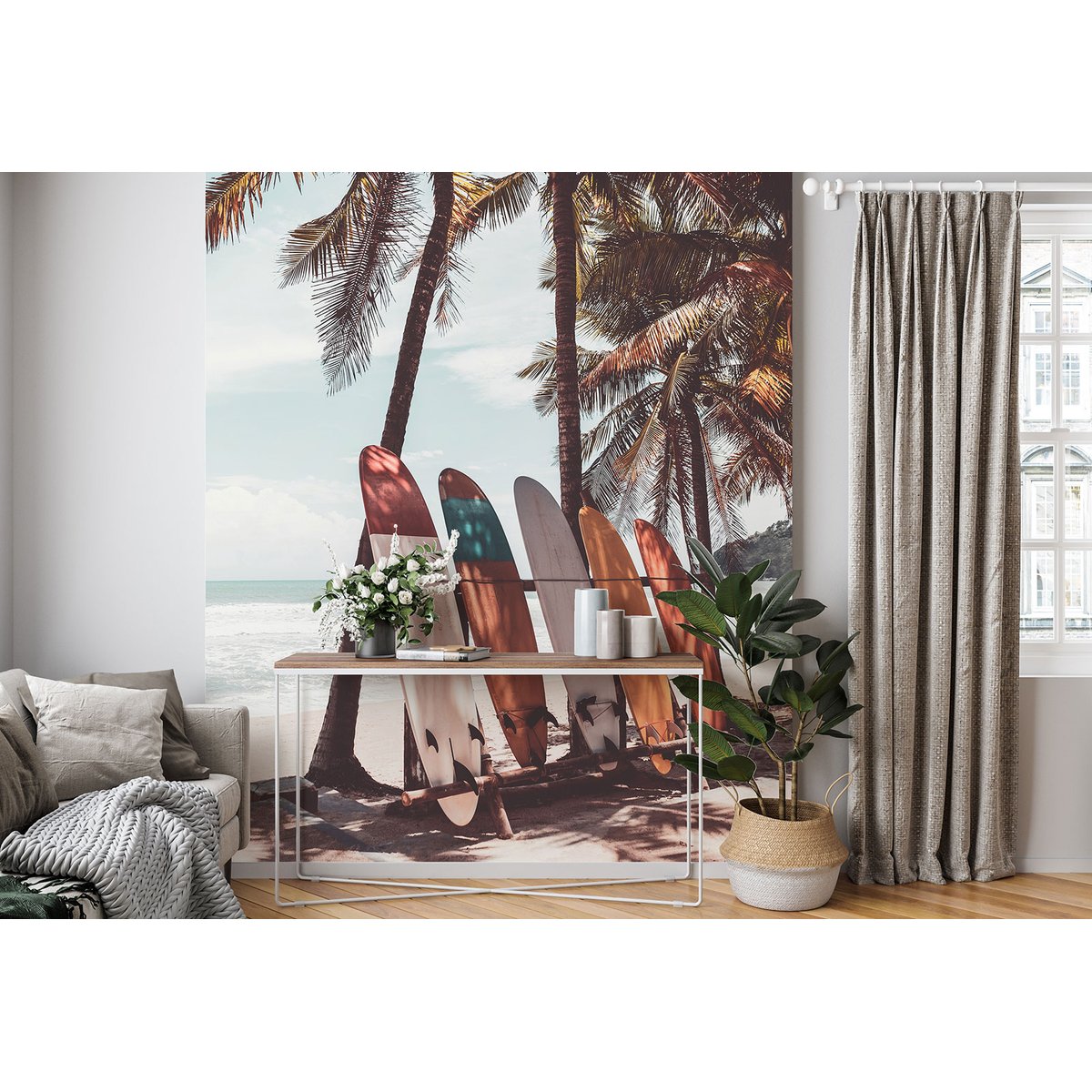 Papier peint panoramique - Palmiers Planches de Surf