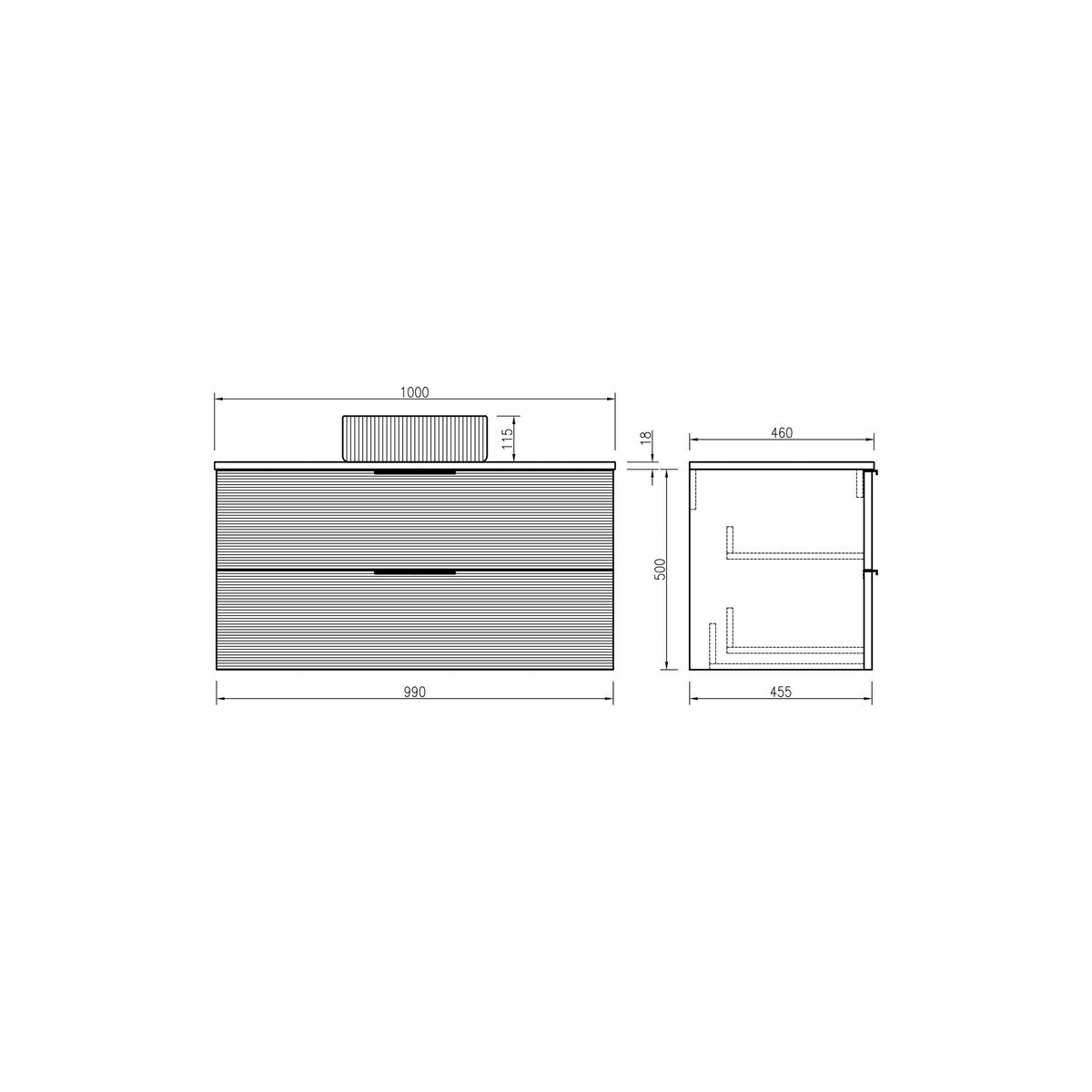 Meuble 100 cm noir Aqualinea
