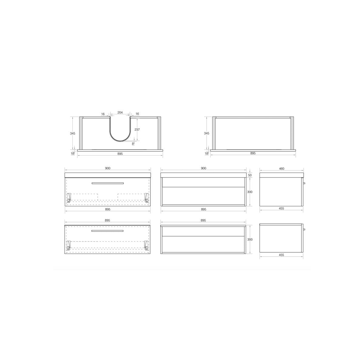 Meuble avec vasque 90 cm chêne californien naturel Aquazur