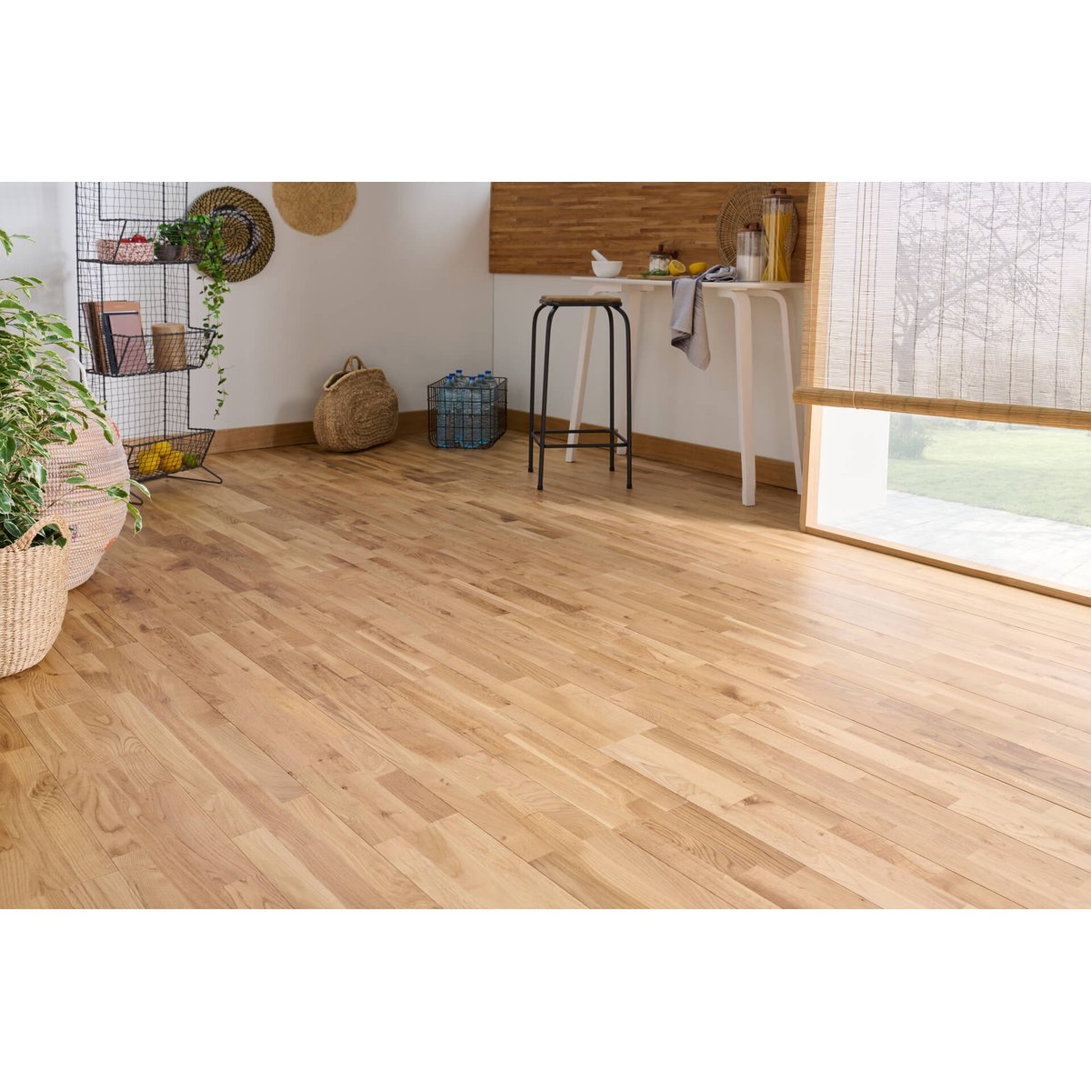 Parquet chêne massif sable - Larg. 15 cm