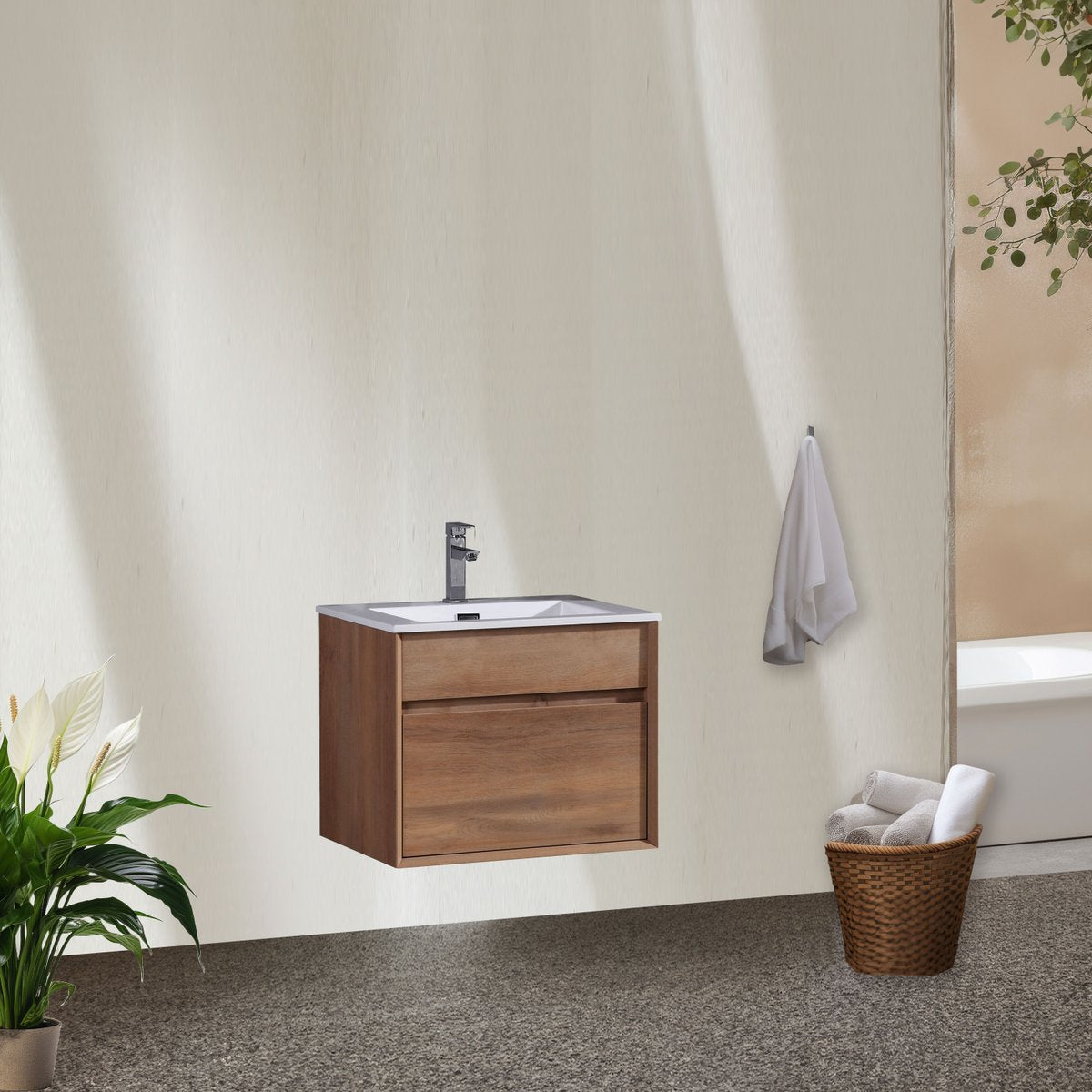 Meuble avec vasque 80 cm chêne brun Aquaroca