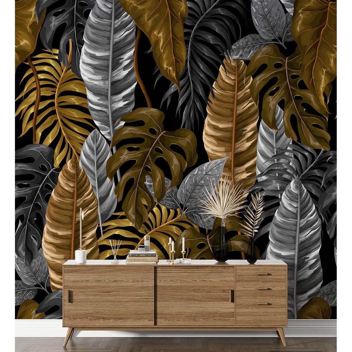 Papier peint panoramique - Feuilles tropicales
