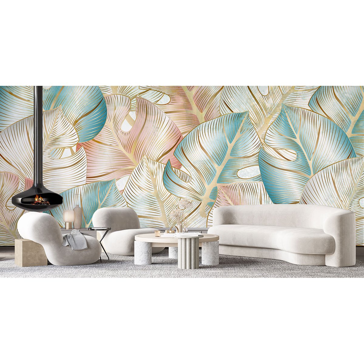 Papier peint panoramique - Feuilles tropicales