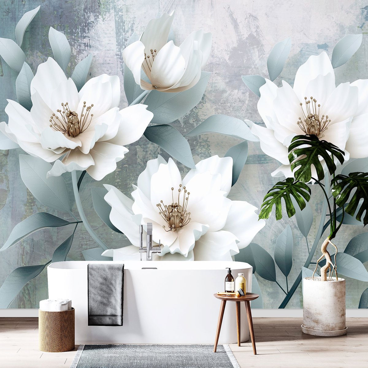 Papier peint panoramique - Fleurs Effet 3D