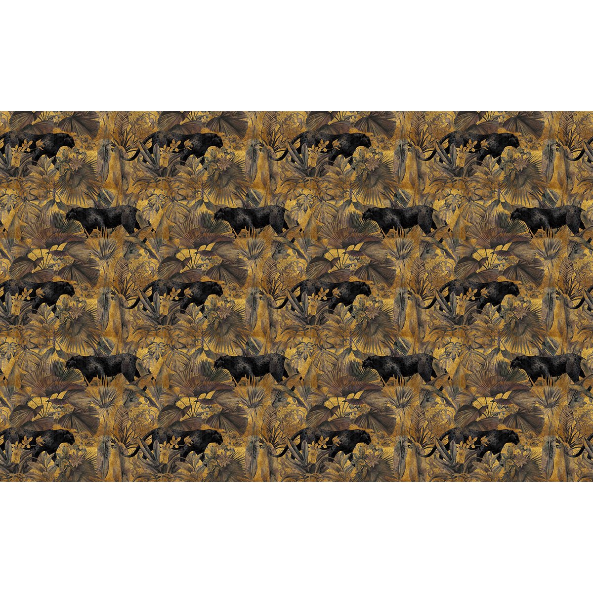 Papier peint panoramique - Motif Feuilles Panthères noires