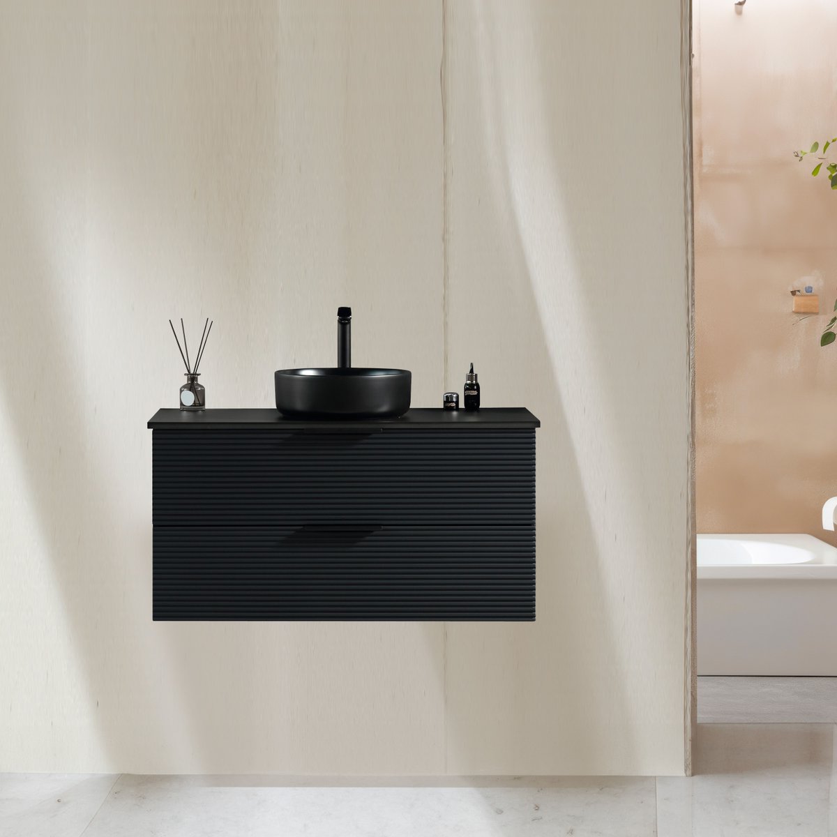 Ensemble salle de bain 120 cm noir Aqualinea