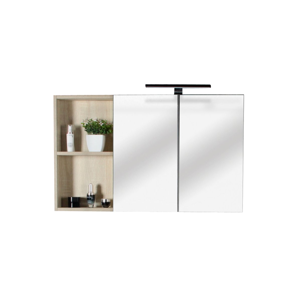 Armoire de toilette avec miroir chêne californien naturel Aquazur