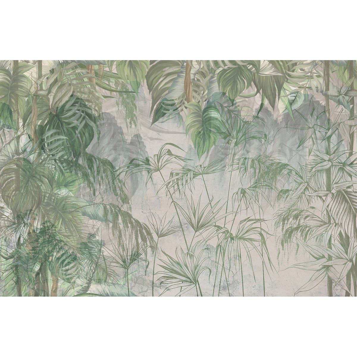Papier peint panoramique - Feuilles Tropicales
