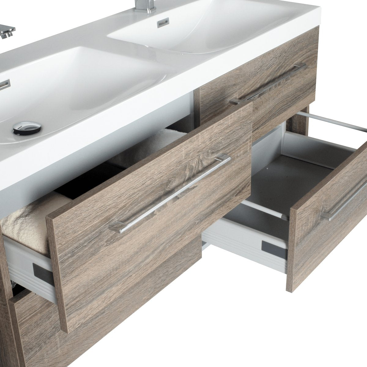 Meuble double vasque 120 cm chêne californien gris Aquasun