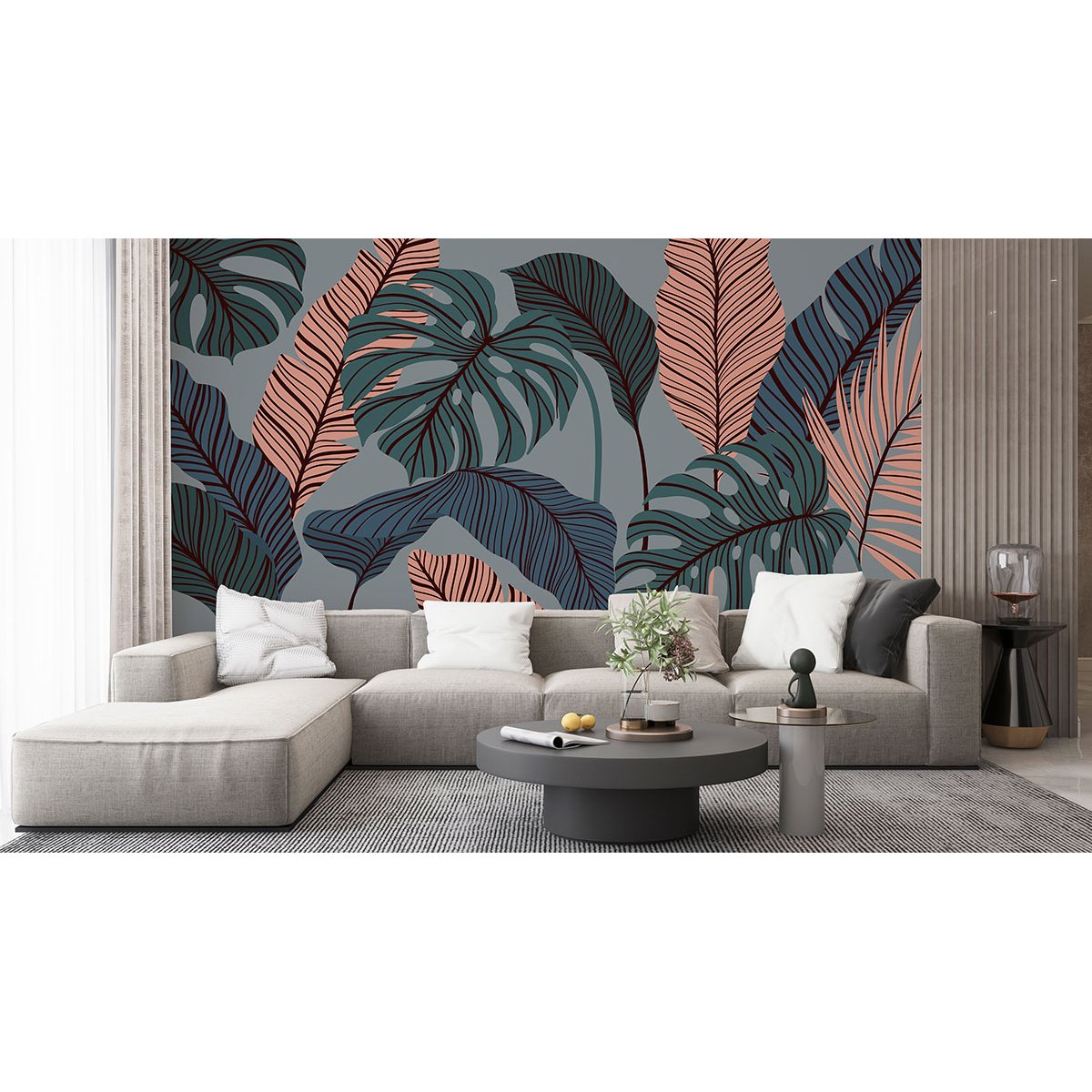 Papier peint panoramique - Feuilles tropicales