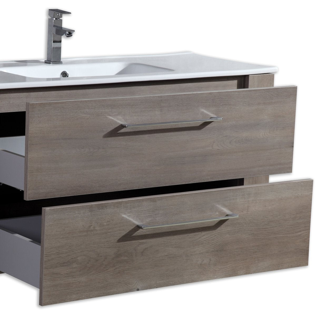 Ensemble meuble salle de bain 100 cm chêne brun Aquanoma