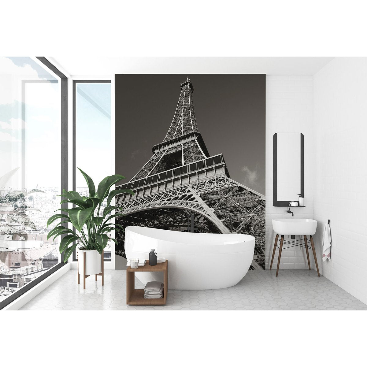 Papier peint panoramique - Tour Eiffel Noir et Blanc