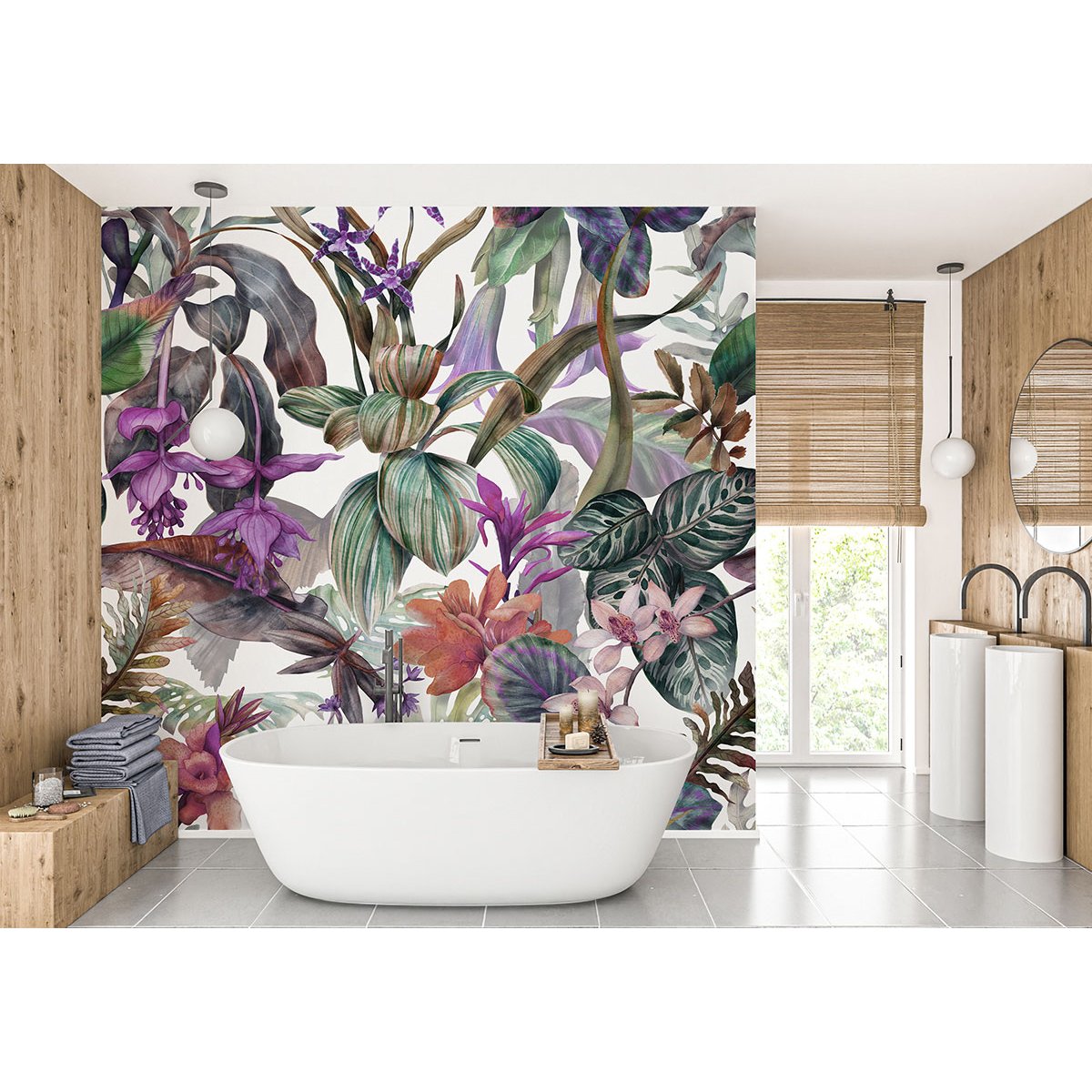 Papier peint panoramique - Fleurs tropicales