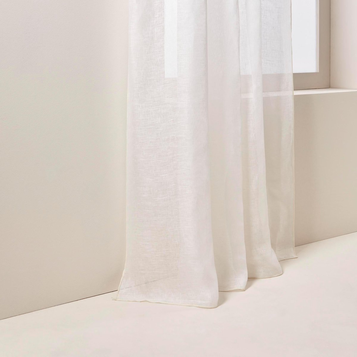 Voilage panneau SHADOW blanc pur et bourdon ivoire