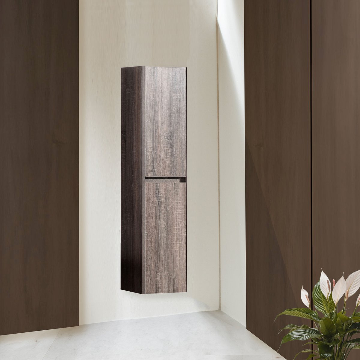 Ensemble salle de bain 100 cm chêne californien brun Aquadoli