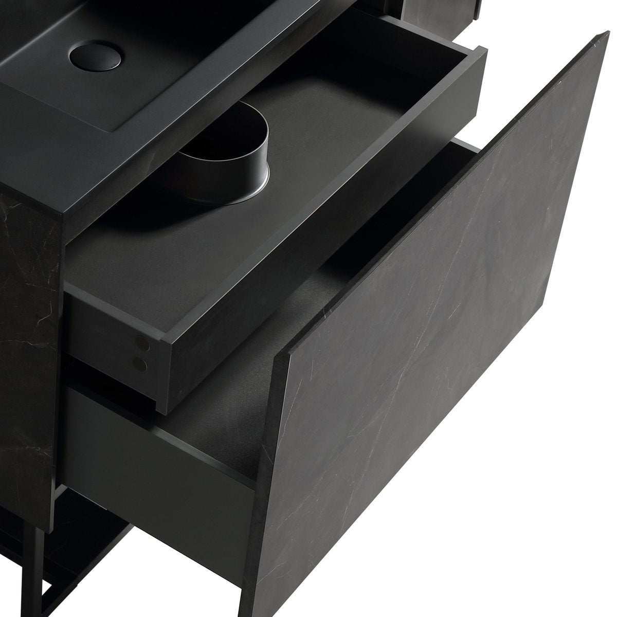 Meuble avec vasque 120 cm noir effet marbre Aquabella