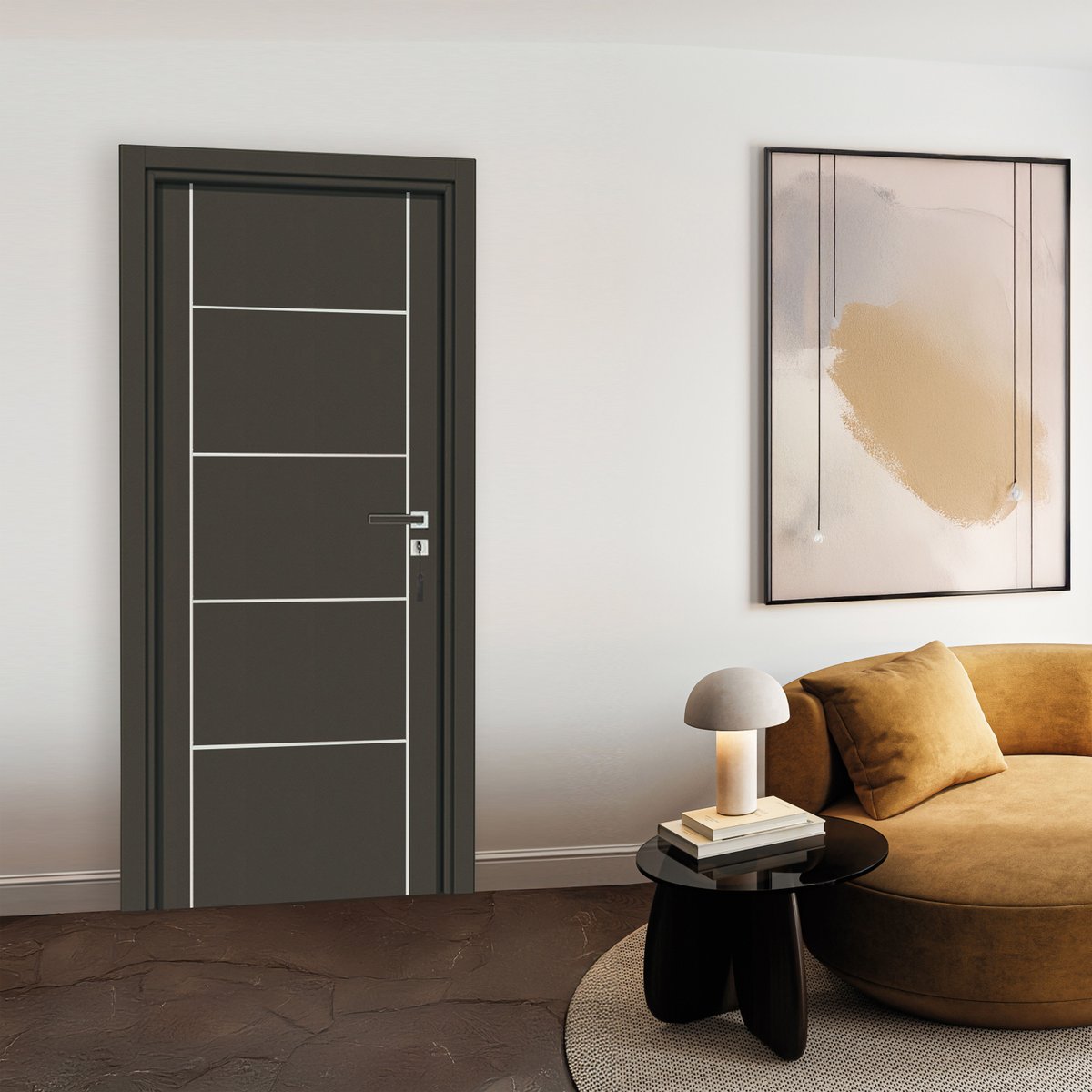 Bloc-porte Seymour - Cuir basalte