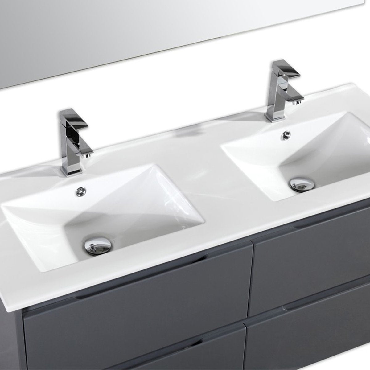Meuble double vasque 120 cm gris laqué Aquadoli