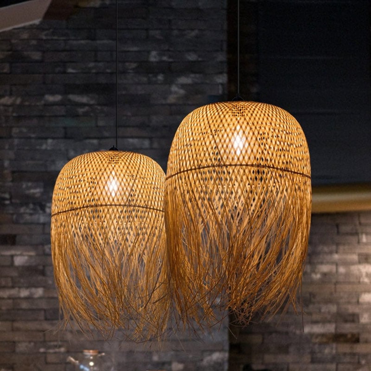 Suspension Luminaire Rotin Bambou