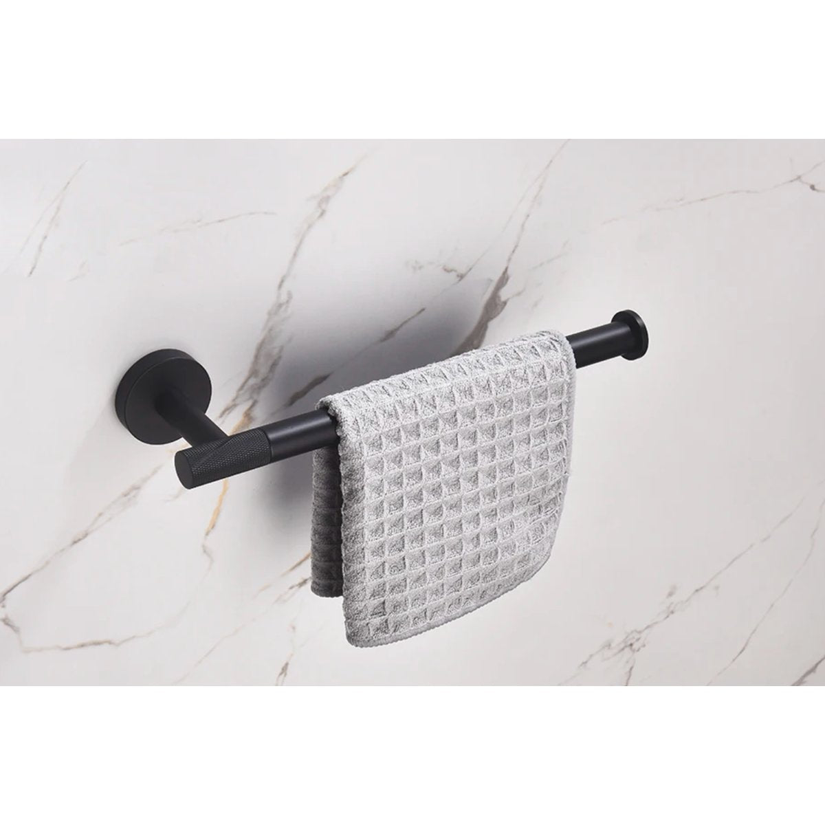 Porte-serviettes noir mate strié