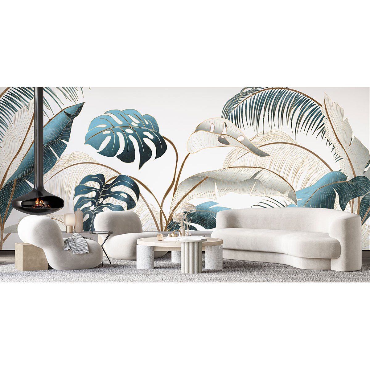 Papier peint panoramique - Feuilles tropicales