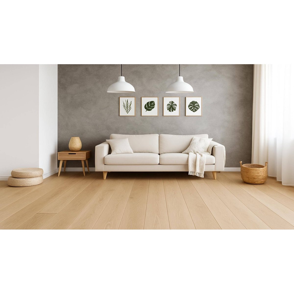 Parquet massif lame large chêne naturel - Larg. 24 cm