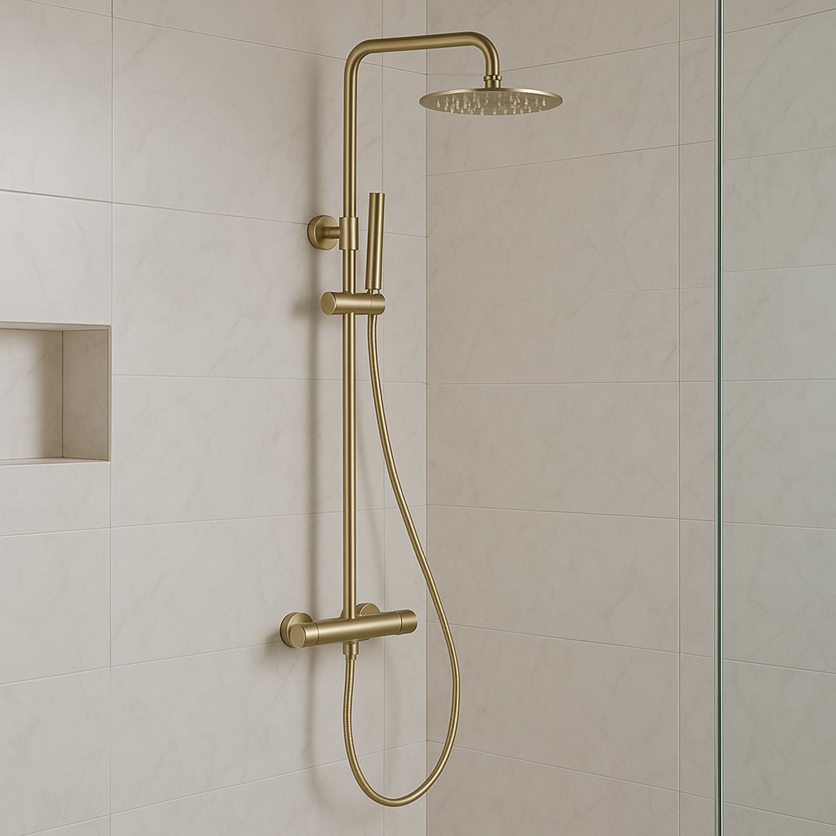 Colonne de Douche Thermostatique Or Brossé