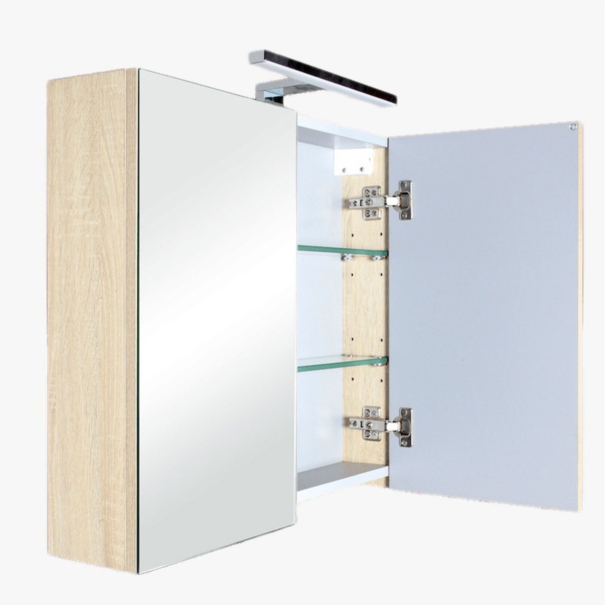 Armoire de toilette avec miroir chêne californien naturel Aquazur