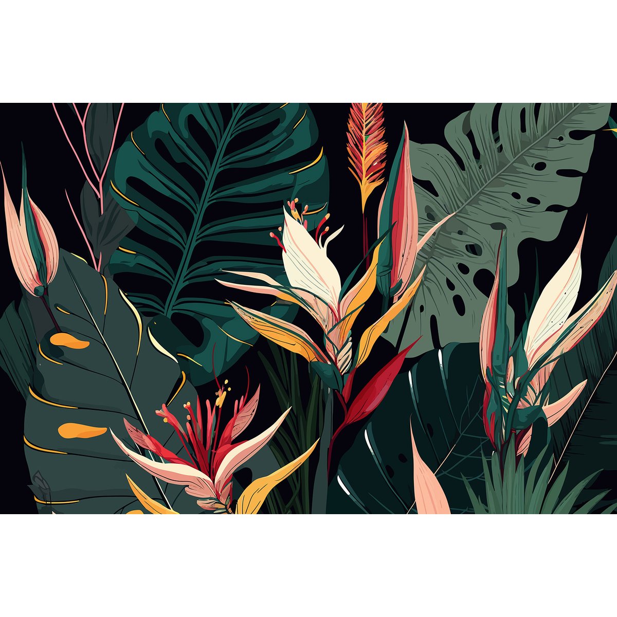 Papier peint panoramique - Feuilles Tropicales