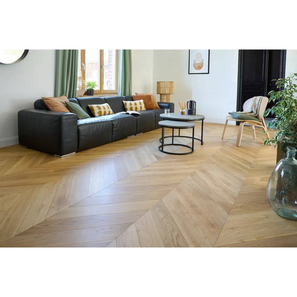 Parquet massif Point de Hongrie chêne naturel - Larg. 12,5 cm