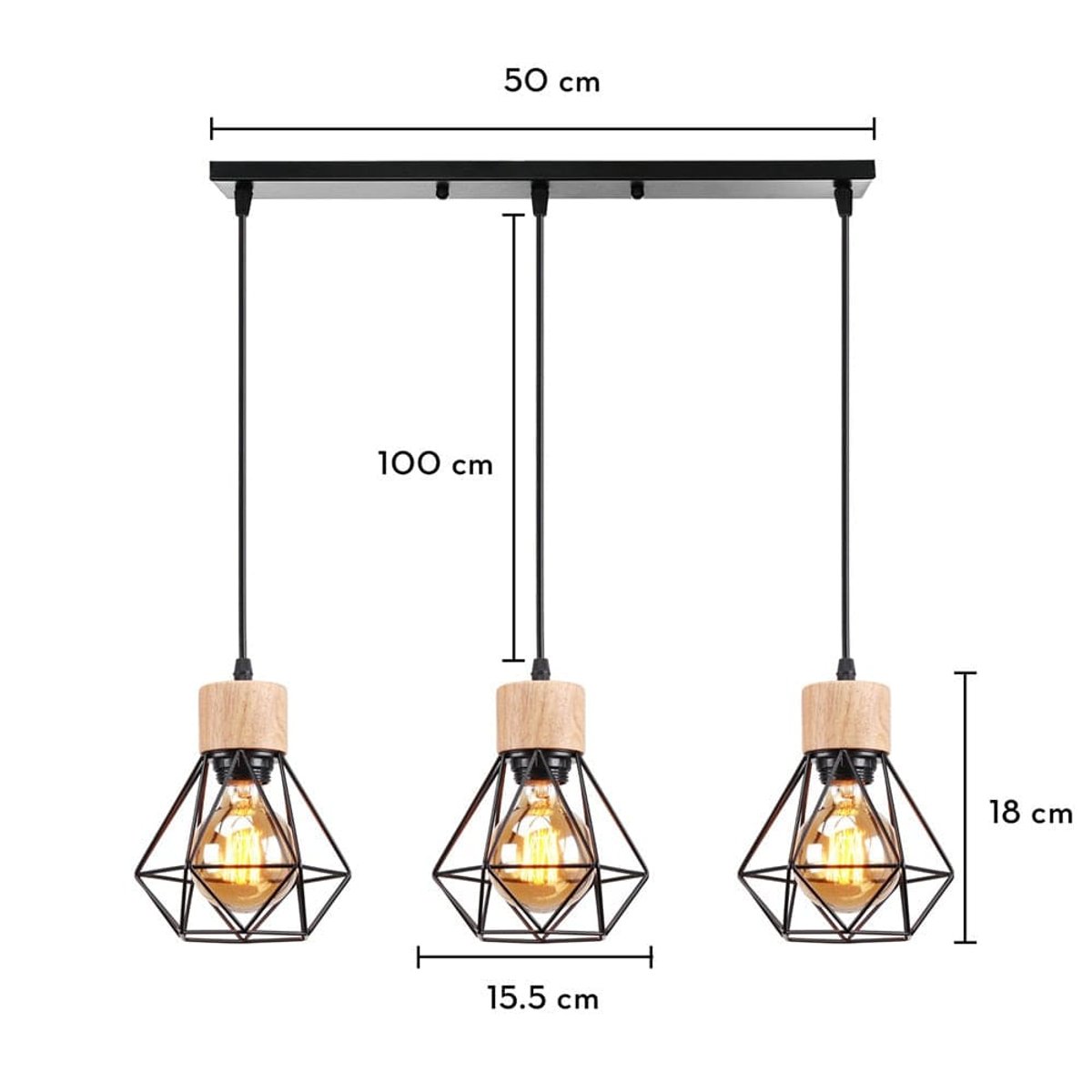 Suspension Industrielle Bois