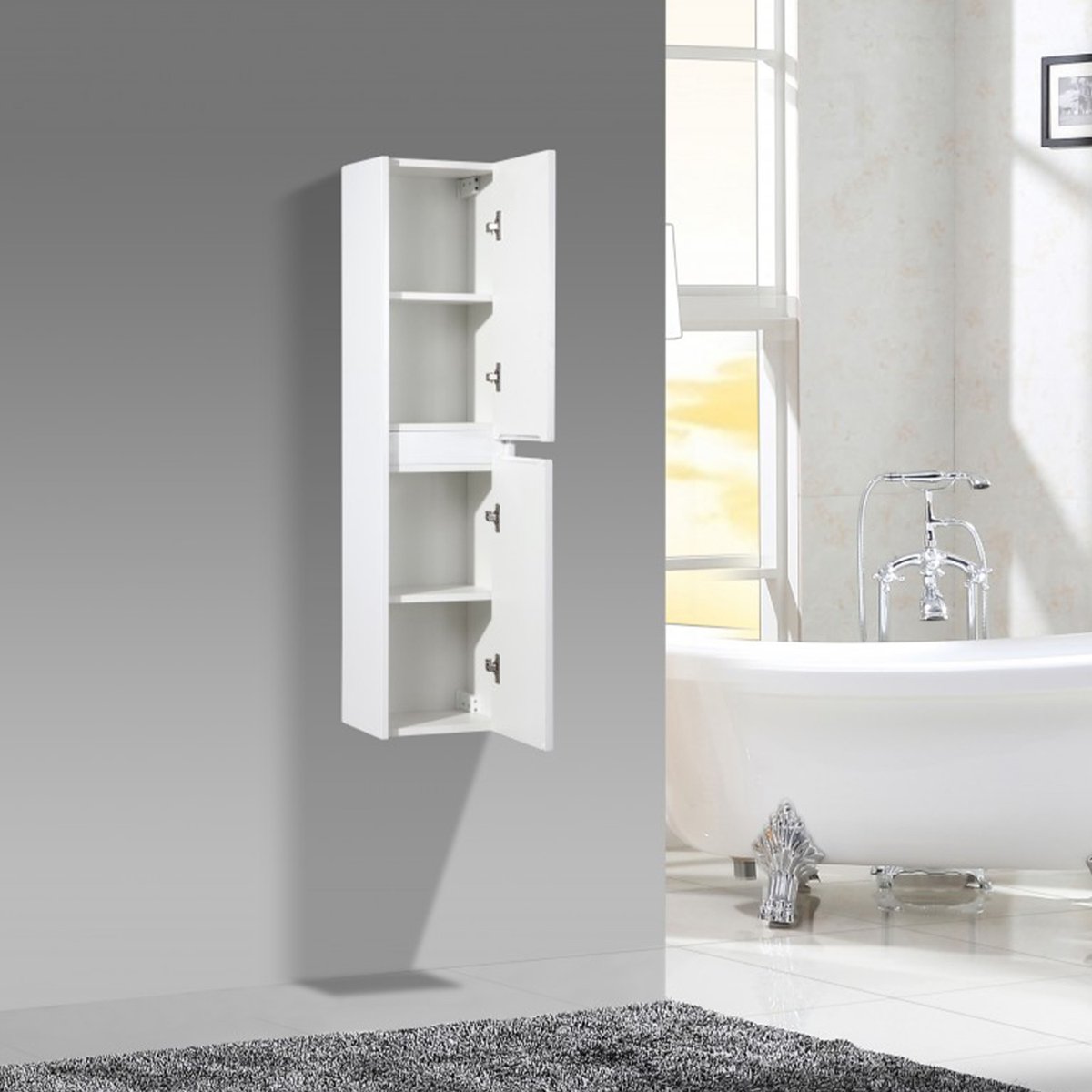 Ensemble salle de bain 100 cm blanc laqué Aquadoli